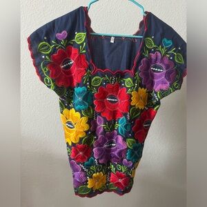 Mexican handmade floral blouse